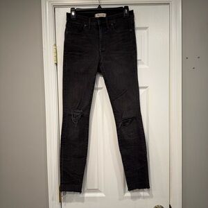 Madewell 9” High Rise Skinny Jeans Washed Black Gray Distressed Women’s Size 27